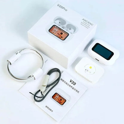 V20 Airpods Wireless Earbuds 32H Playtime Bluetooth 5.4 ANC+ENC Noise Cancelling