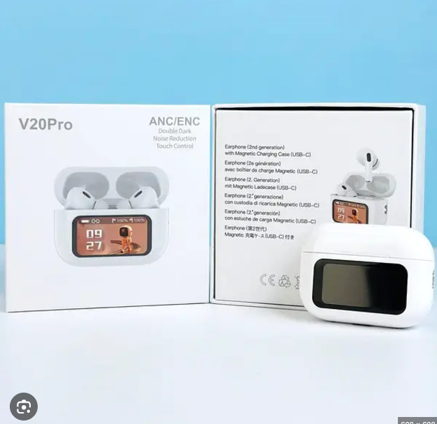 V20 Airpods Wireless Earbuds 32H Playtime Bluetooth 5.4 ANC+ENC Noise Cancelling