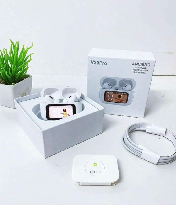 V20 Airpods Wireless Earbuds 32H Playtime Bluetooth 5.4 ANC+ENC Noise Cancelling