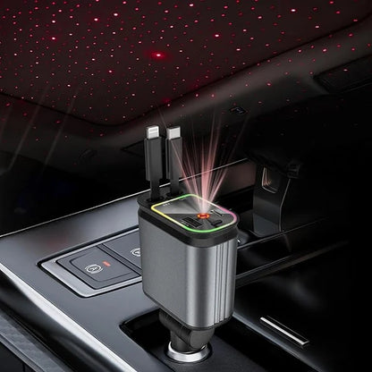 4 in 1 Fast Car Charger with LED Ambient Light, Dual USB Car Charger with starlight | Techniverse